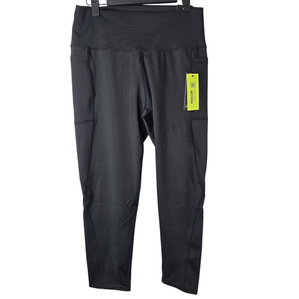Active Motion 3/4 Leggings Women's Large Capri Athletic Pants‎ Black